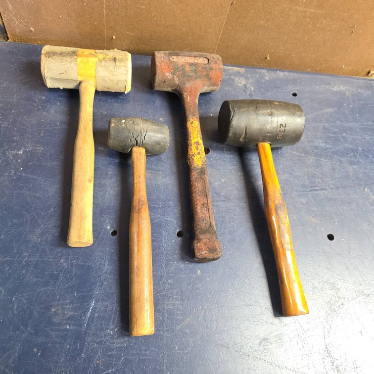 Stanley 57-533 36B Dead Blow Hammer and Three Assorted Rubber and Rawhide Sledgehammers, Qty 4