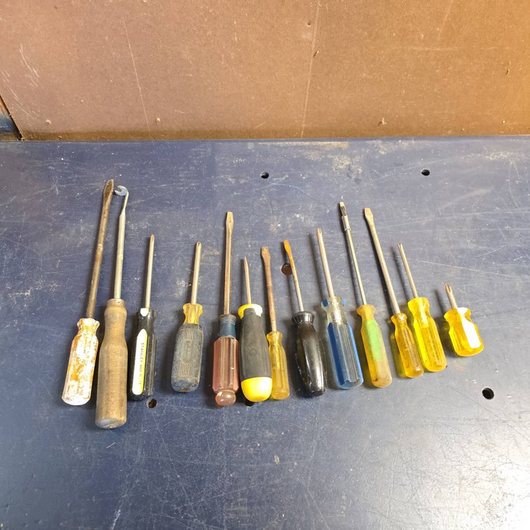 (12) Screwdrivers Including Multiple Brands and Types, Mixed Handles and Tips