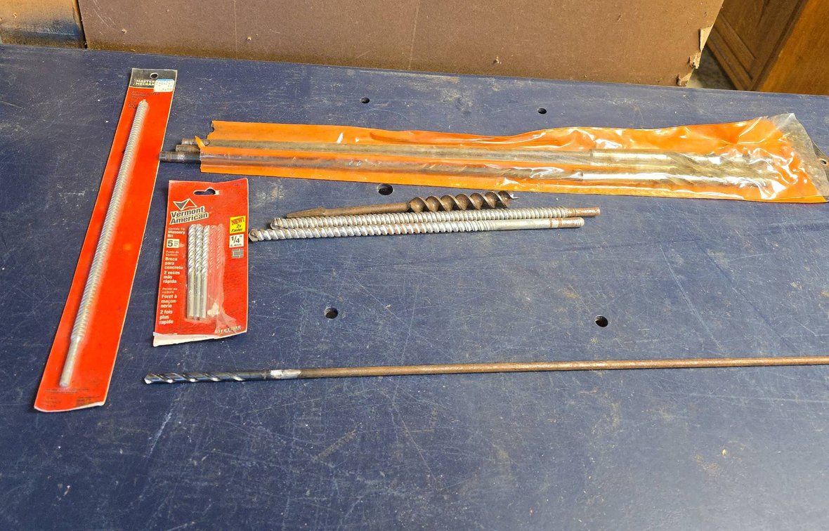 Masonry Drill Bits, Master Mechanic, Vermont American, Carbide Tip, Longest Bit 40 Inches