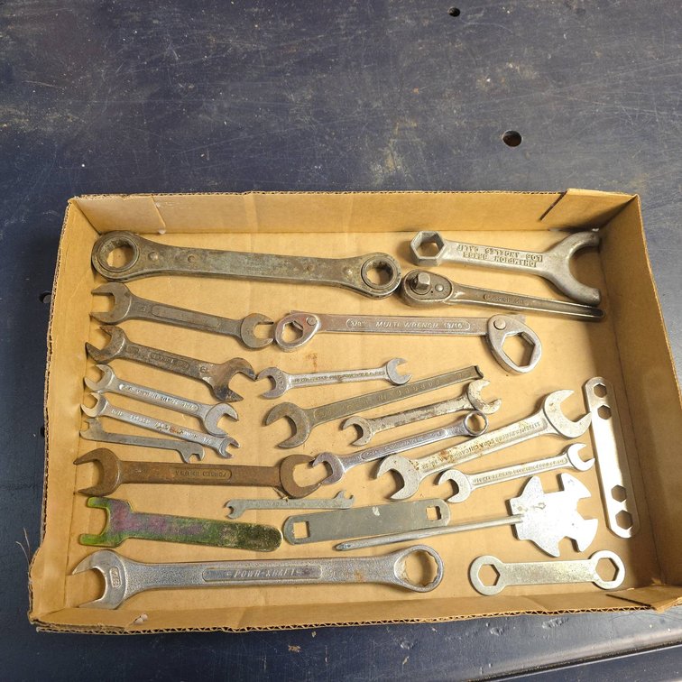 Approximately 23 Mixed Open-End Wrenches, Combination Wrenches, and Specialty Hand Tool Pieces