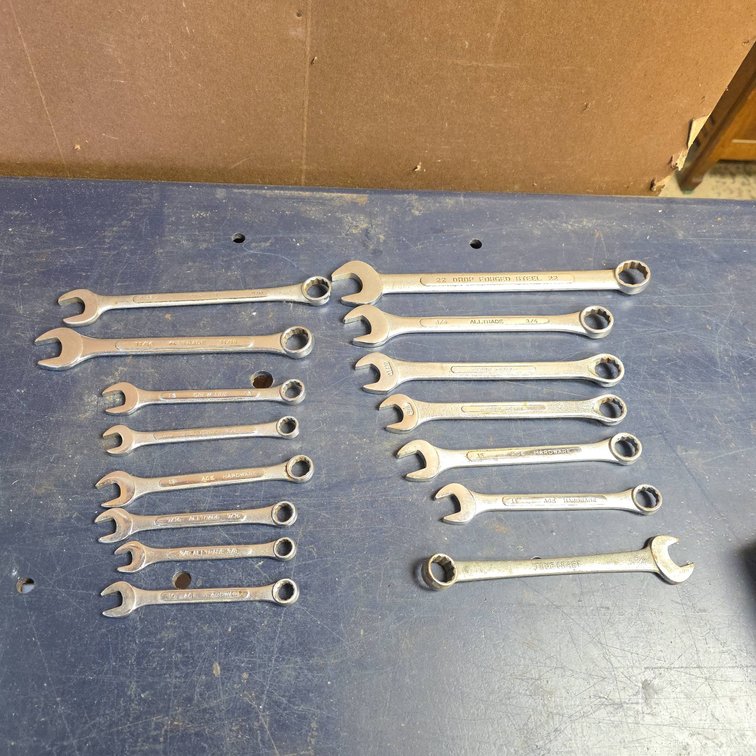 15 Combination Wrenches, Mixed Brands Including Ace Hardware, Alltrade, Crew Line, True Craft