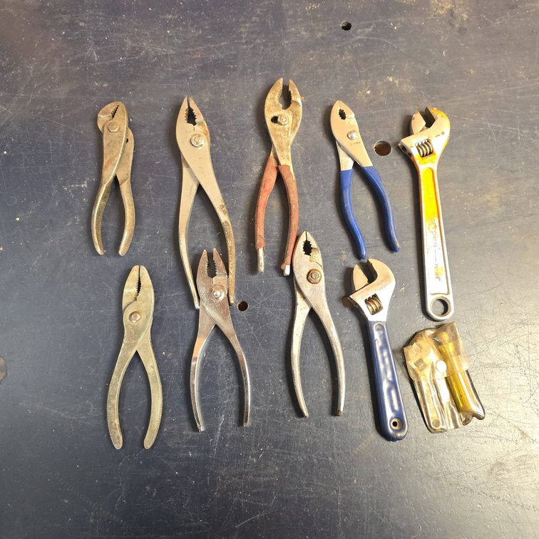 Hand Tools: 7 Pliers, 2 Crescent Wrenches, Miniature Crescent Wrench and Screwdriver Set