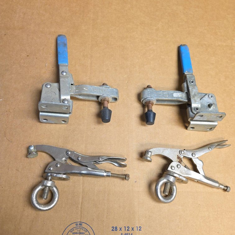 Four Hold Down Clamps Including Te-Co Toggle Style and Locking C-Clamp Types