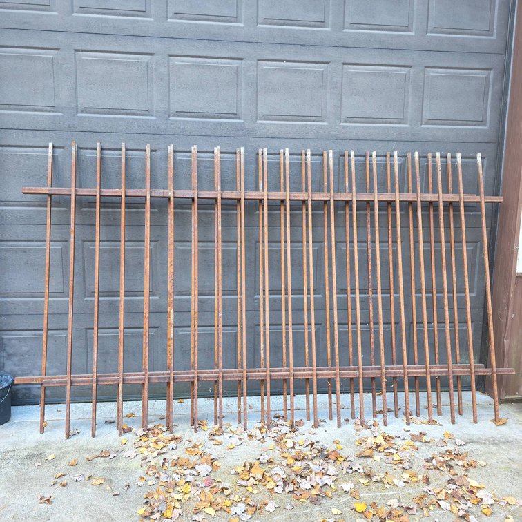 (2) Metal Square Tube Panels, Rusted, Possibly Fencing or Gate Extension, Measures 10 ft x 6 ft