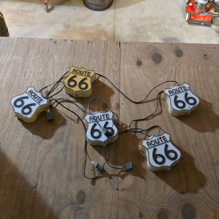 Route 66 Shield Shaped String Lights, Set of 5, Decorative Untested Electric Light Covers