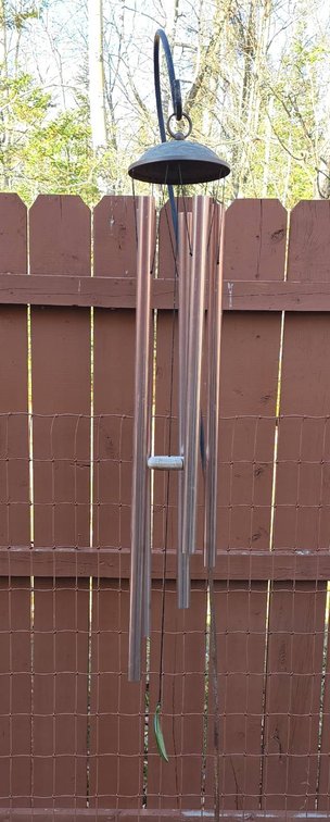 Outdoor Wind Chime With Leaf Sail, Metal Tubes, Includes 82" Tall Shepherds Hook, 7.5" Diameter Top