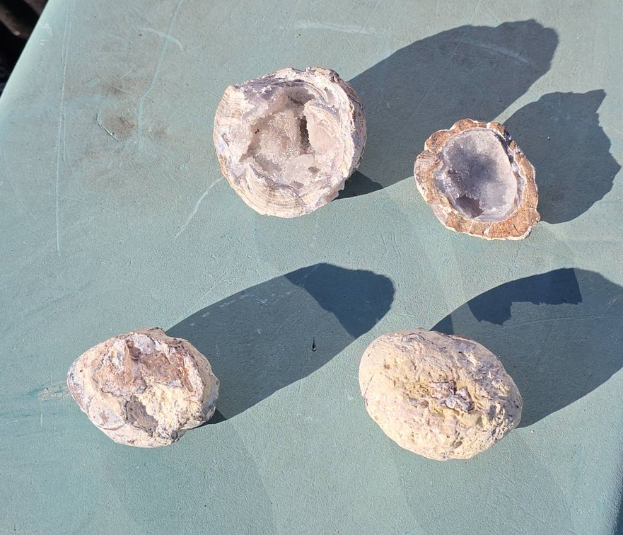(4) Natural Geodes with Quartz Crystal Centers, Largest Measuring Up to 2 Inches Diameter