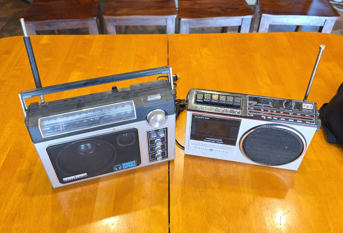 2 General Electric Radios: Superadio II 7-2885D and AM/FM Radio Cassette Recorder 3-5248B
