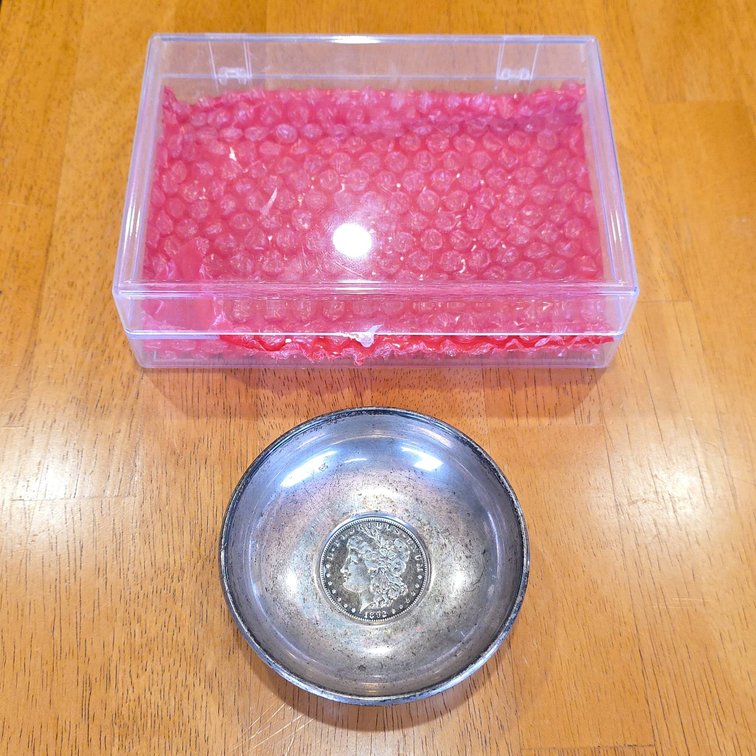 B. & M. Sterling Silver Coin Dish with 1892 Morgan Silver Dollar Centerpiece Marked 762