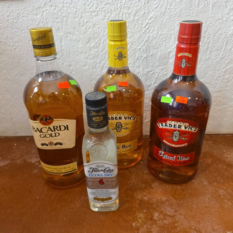 Bacardi Gold, Trader Vic's Gold & Spiced Rum, Flor de Caña Extra Dry 4 Year Rum Lot