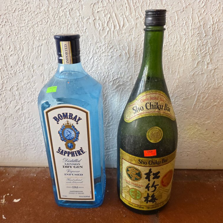 Bombay Sapphire Distilled London Dry Gin 1.75L and Sho Chiku Bai Classic Junmai Sake Pair
