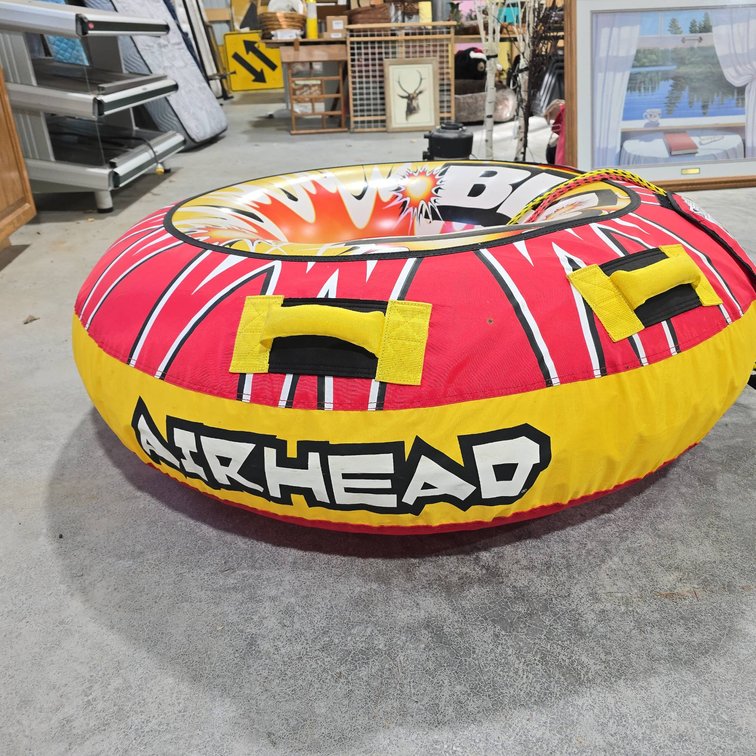 Airhead Blast Inflatable Towable Tube with Handles and Rope, 45 In Diameter, Holds Air