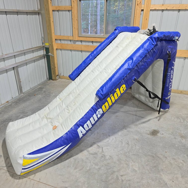 Aquaglide Platinum Freefall Pontoon Inflatable Slide with Air Pump, 10 ft Long, 5 ft Tall, 3 ft Wide