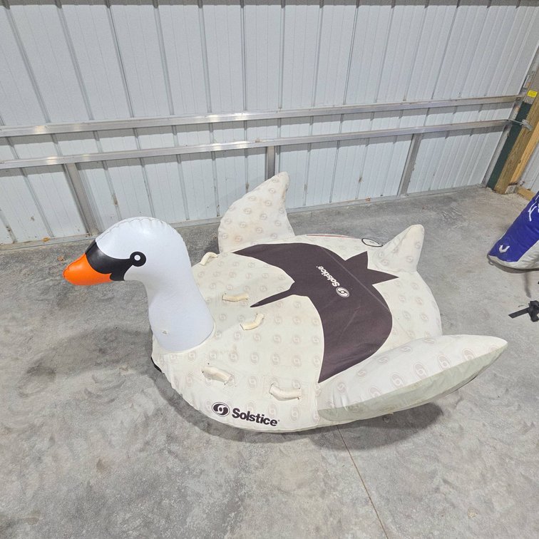Solstice Inflatable Swan Pool Float Approximately 7 Ft Long with Handles and Valve