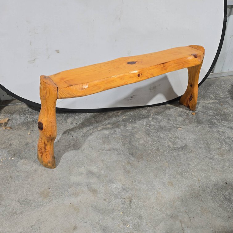 Solid Wood Rustic Bench With Natural Grain and Knots, 52 Inch Length, 23 Inch Height, 9 Inch Width