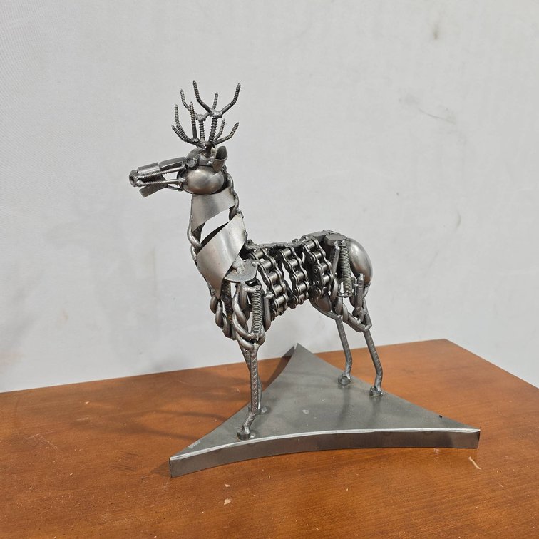 Novica Metal Deer Sculpture from Mexico, Contemporary Welded Art, 13.5 Inches Tall