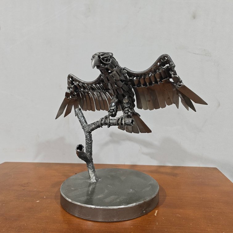 NOVICA Collection Mexico Metal Eagle Sculpture on Stand, Measures 12.5 in Tall, Bird Figurine Decor