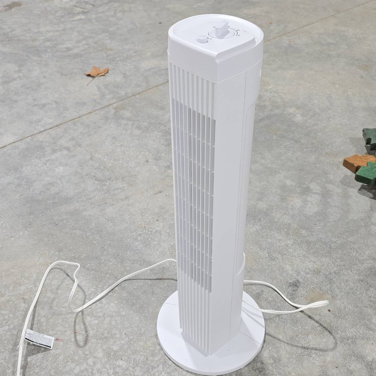 Mainstays 27-Inch Oscillating Tower Fan, Model FZ10-19MW, Tested and Working, White Plastic