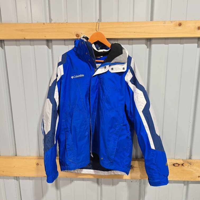 Columbia Sportswear Vertex Men's Size Large Blue Waterproof Coat With Removable Fleece Liner