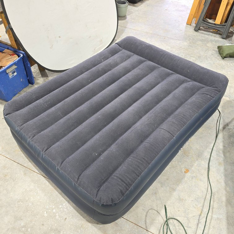 Intex Inflatable Queen Mattress With Built-In Pillow and Integrated Electric Air Pump