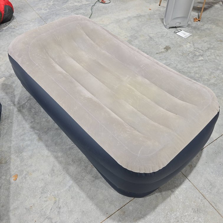 Intex Deluxe Twin Inflatable Mattress With Built-In Pillow and Integrated Electric Air Pump