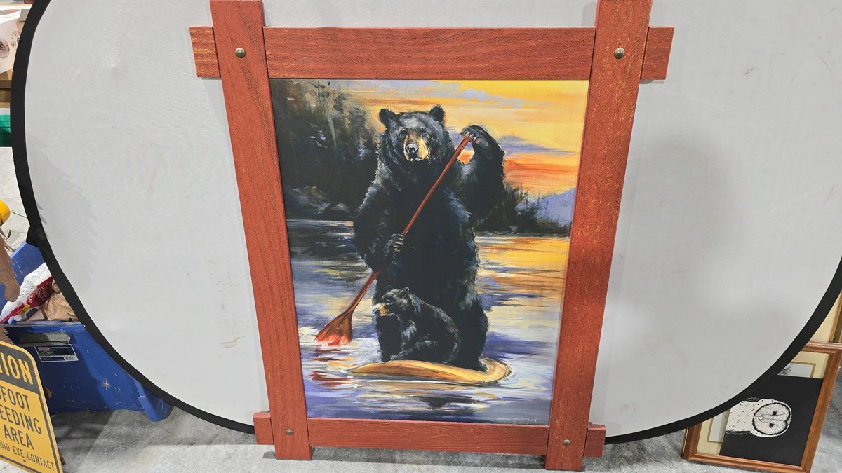 Marilynn Dwyer Mason "Mistress" Bear and Cub Paddle Board Painting, 38 x 49 in, Mason Mailbox Designs