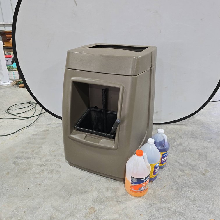 Window Wash Bay Trash Can Receptacle With Window Wash Fluid, Includes 24x24x34 Receptacle, Quantity As Shown