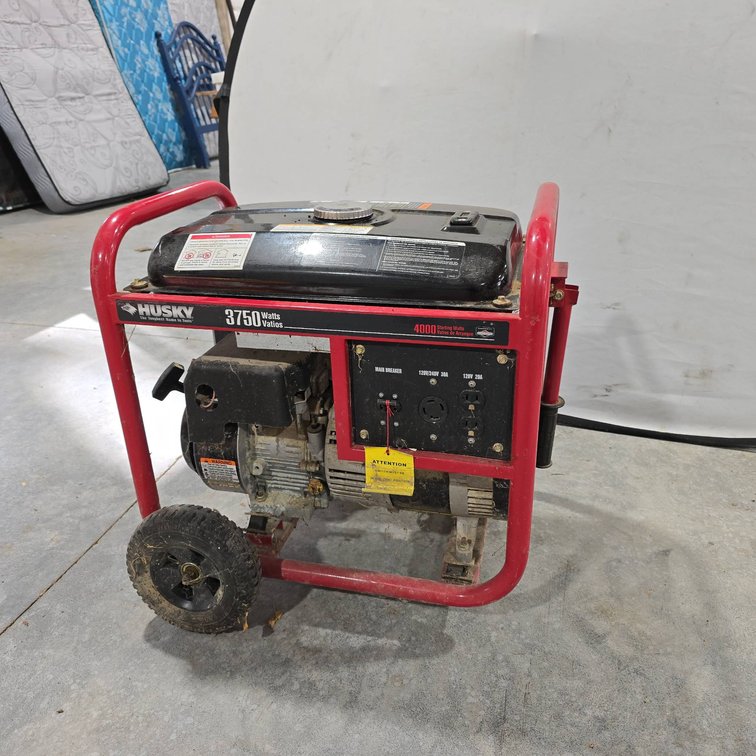 Husky Portable Generator 4000 Starting Watts 3750 Running Watts With Compression, Briggs & Stratton Engine