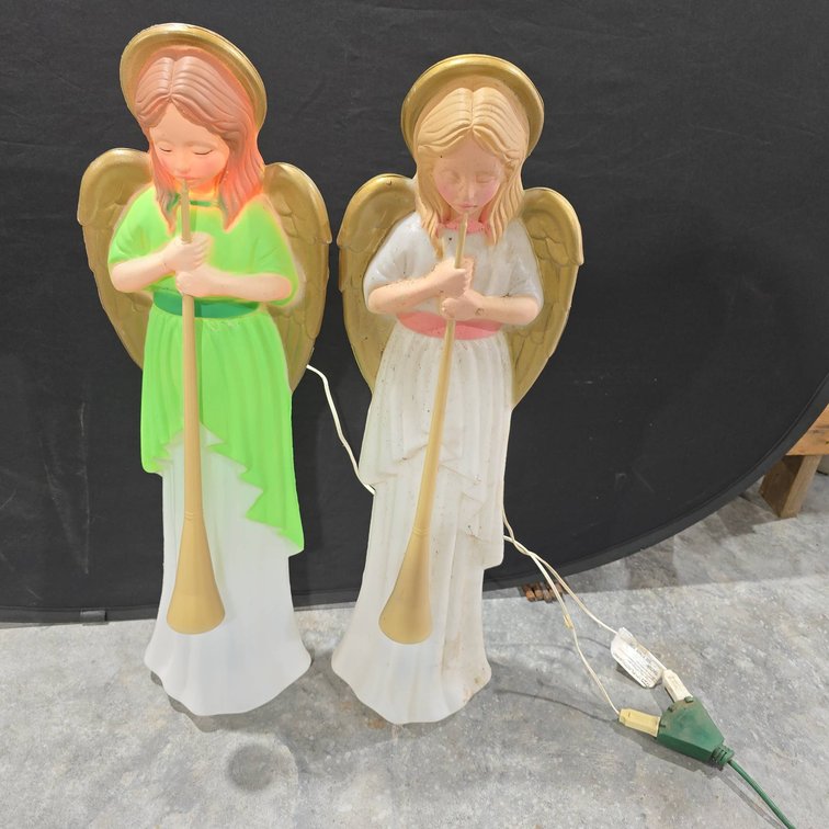 35-Inch Angel Blow Mold Lighted Outdoor Decorations, Tested, One Needs Bulb Replacement