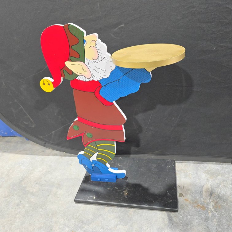 Christmas Elf Plant Stand, Painted Press Board Holiday Decoration with 2 Ft Height and 15 In Width