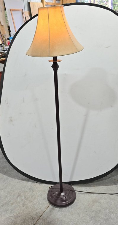 Traditional 5 Ft Tall Floor Lamp With Fabric Shade and Metal Base