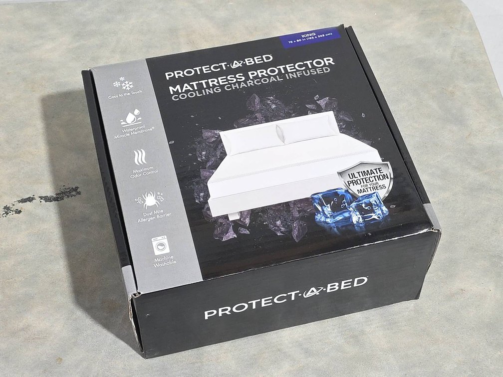 Protect-A-Bed King Cooling Charcoal Infused Mattress Protector, Waterproof and Odor Control
