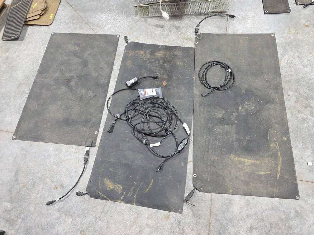 Three HeatTrak Heated Pathway Mats With Daisy Chain Power Cords, Thermostat Cable, and Expander