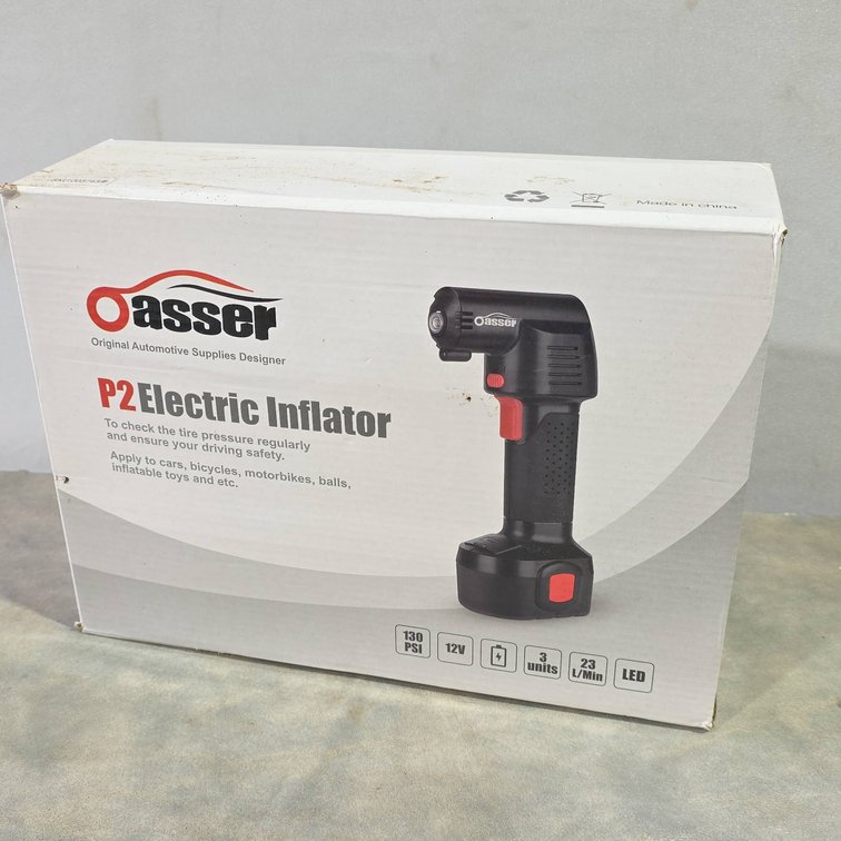 Oasser P2 Electric Inflator New In Box, 130 PSI, 12V, 3 Units, LED, For Cars, Bikes, Motorbikes, Balls