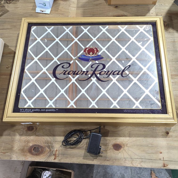 Crown Royal Light Up Wall Hanging Mirror With Logo Tested And Working