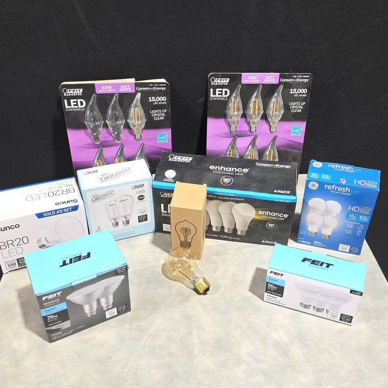Miscellaneous LED Light Bulbs, Various Sizes, Shapes, and Wattages, Multiple Brands and Types