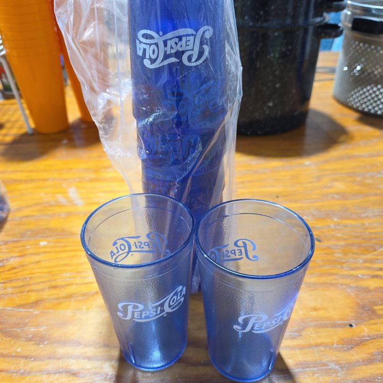 Eight Carlisle Pepsi-Cola Small Blue Plastic Commercial Grade Drink Cups