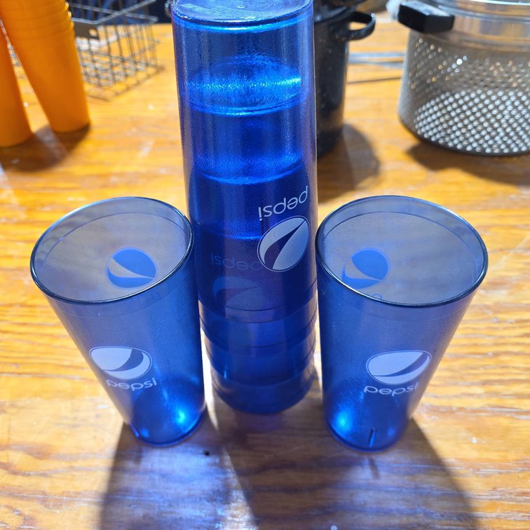 6 Carlisle Commercial Grade Blue Plastic Pepsi Logo Drink Cups Made in USA
