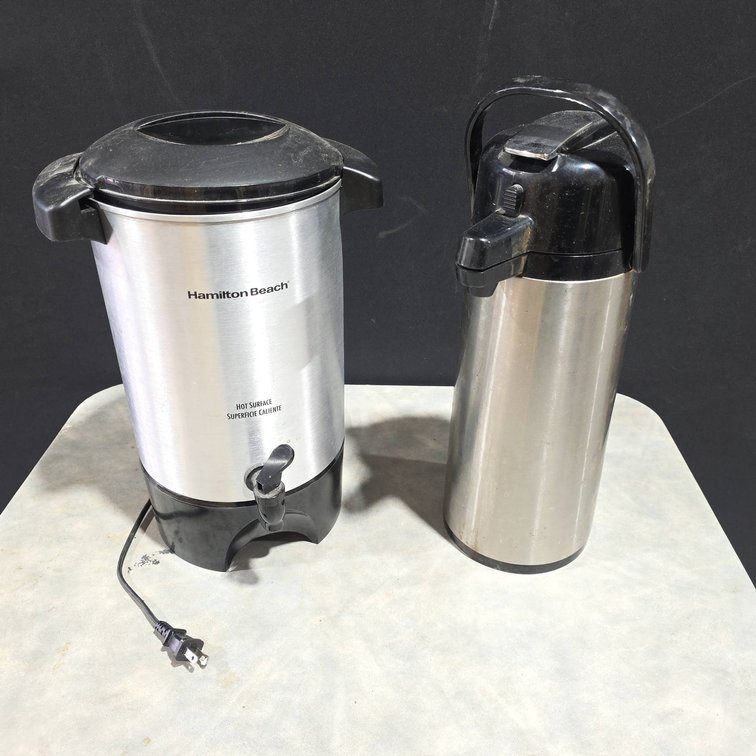 Hamilton Beach Percolator Coffee Dispenser and 2.2L Stainless Steel Coffee Carafe, Black and Silver