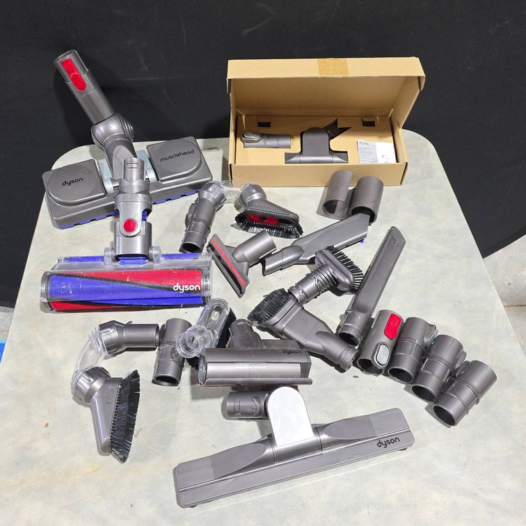 Dyson Accessory Lot With Musclehead, Articulating Hard Floor Tool, Wands, Sweepers, Furniture Brushes