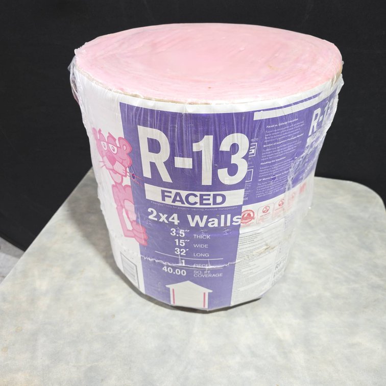 Owens Corning R-13 Faced Pink EcoTouch Insulation Roll for 2x4 Walls, 40 Sq Ft Coverage