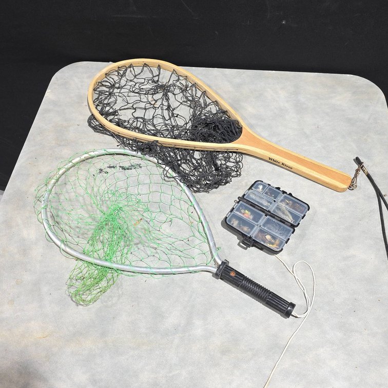 White River Trout Net, Metal Trout Net, Orvis Fly Box With Flies, Assorted Fly Fishing Gear