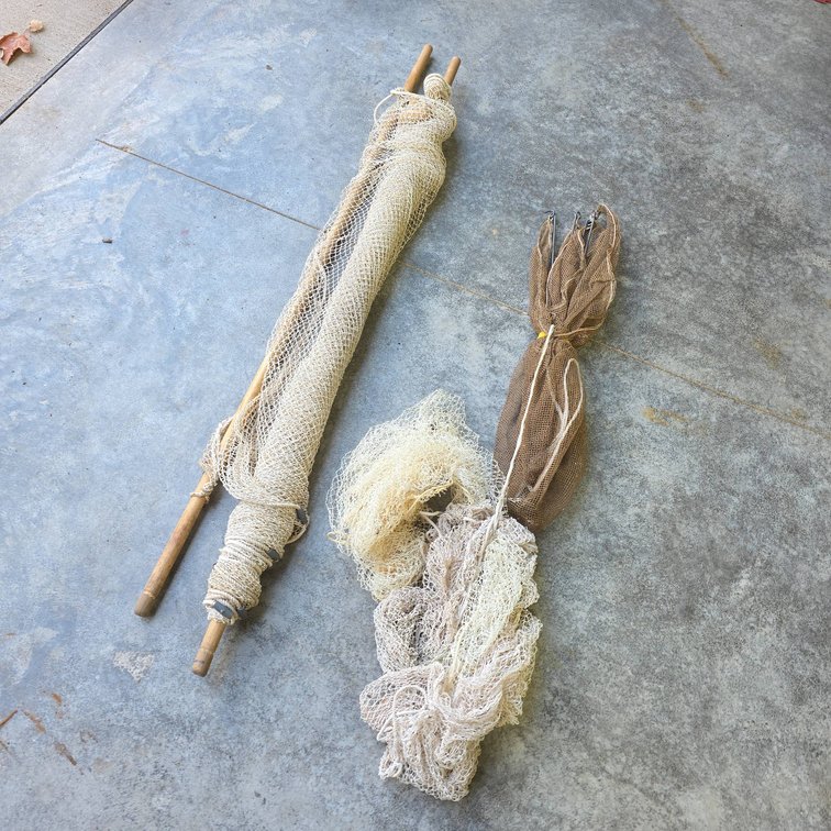4 Foot Smelt Net With Wooden Poles and Additional Fishing Nets Included