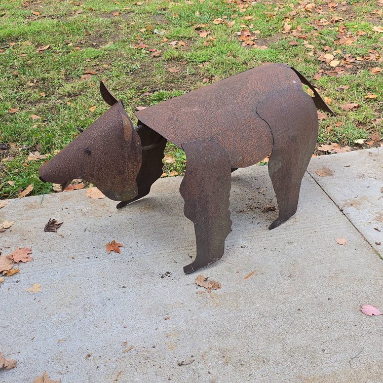 Rustic Metal Bear Sculpture, 47" Outdoor Decor, Animal Figure Yard Art