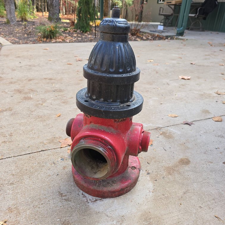 Rock Matthews Modernized Hydrant Philadelphia PA Red and Black Cast Iron Fire Hydrant