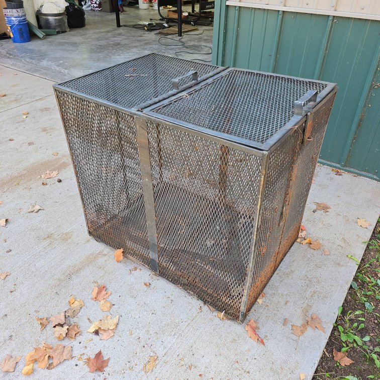 Sturdy Large Metal Fish Cage with Hinged Lids and Locking Hardware