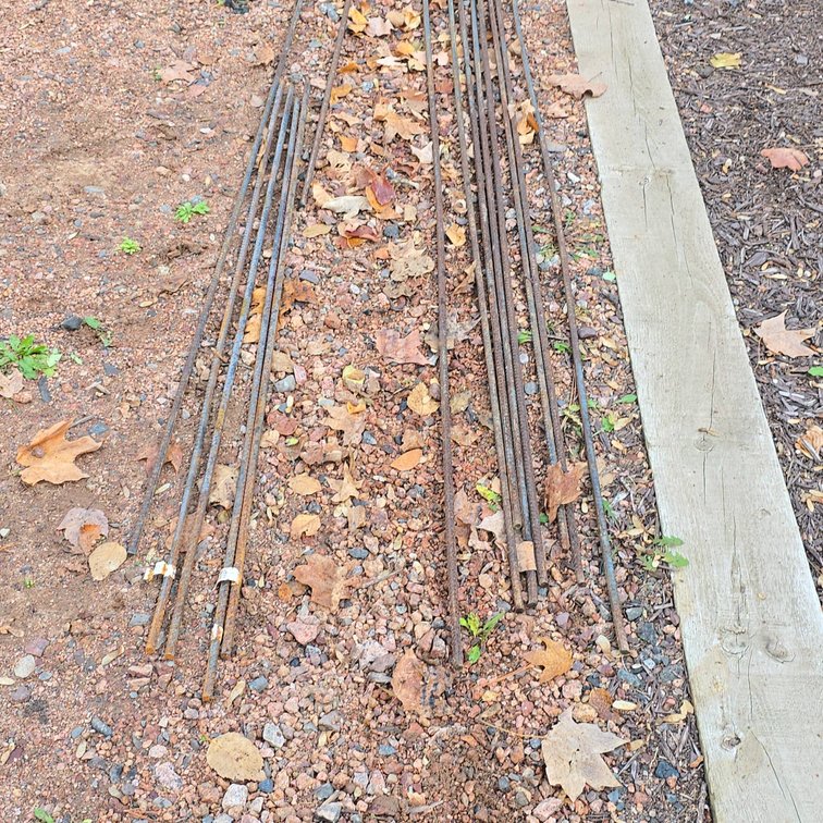 14 Pieces of 3/8" Diameter Rebar – 8 at 20 ft, 4 at 48 in, 2 at 8–10 ft Lengths