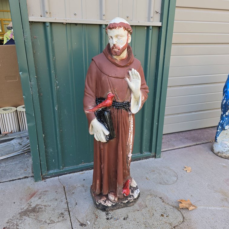 38" Cement Saint Francis Statue with Bird