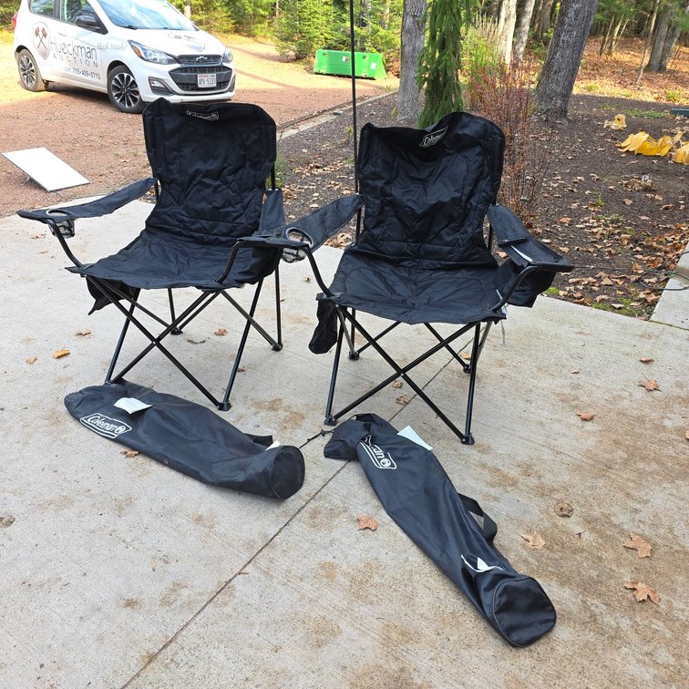 Coleman Black Folding Camping Chairs With Cup Holders, Storage Pouches and Carry Bags