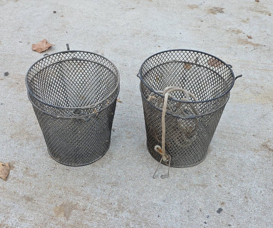 Wire Mesh Minnow Traps with Hooks and Rope Attachments